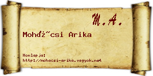Mohácsi Arika névjegykártya